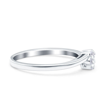 7-Stone Flower Ring Wedding Band Round Pave Simulated Cubic Zirconia 925 Sterling Silver (5mm)